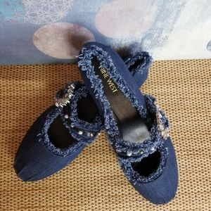 9 West Mary Jane denim shoes